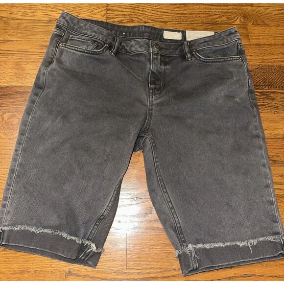 All Saints Bike Shorts Grey Black 31 Slim Fit Short Distressed Cuffed - Picture 2 of 12